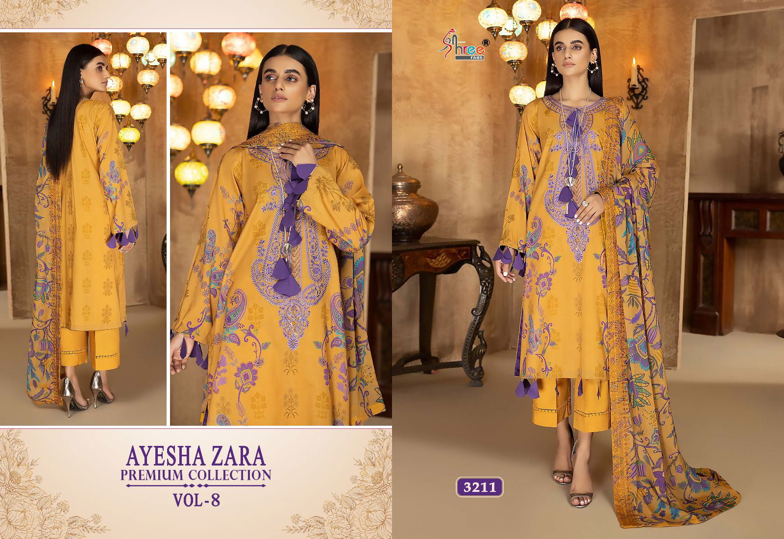 Shree Ayesha Zara Premium Collection 8 Cotton Pakistani Suits
